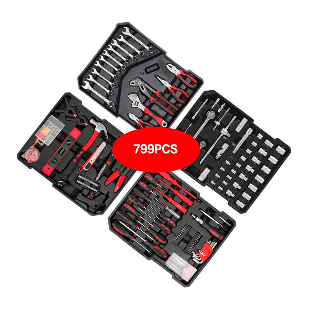 108pcs Hand Tool Set with Toolbox, Complete Home & Garage Toolkit with Ratchet, Wrenches, Sockets