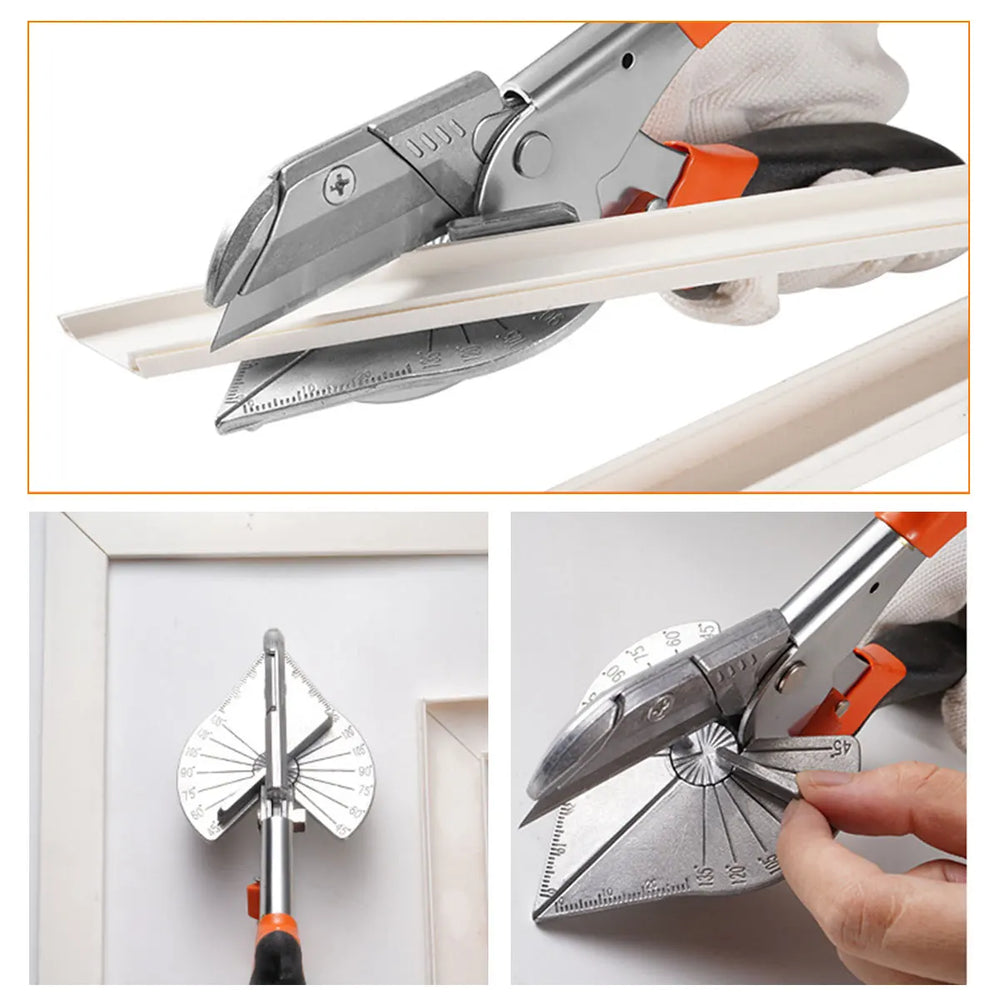 Miter Shears Adjustable 45-135° Sharp Trunking Shears Wood Plastic Multi Angle Miter Scissors with 2 Blades for Cutting Wood PVC