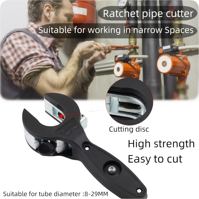 Ratchet Pipe Cutter - A multi-functional manual tool suitable for copper, aluminum, iron, stainless steel, PPR, and PE pipes - E