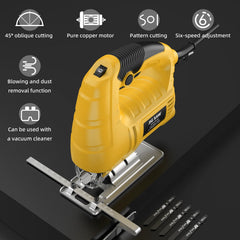 Brushless Electric Jig Saw - 710W Jig Saw 6 Speed Adjustable Multifunctional Electric Jigsaw Woodworking Power Tool