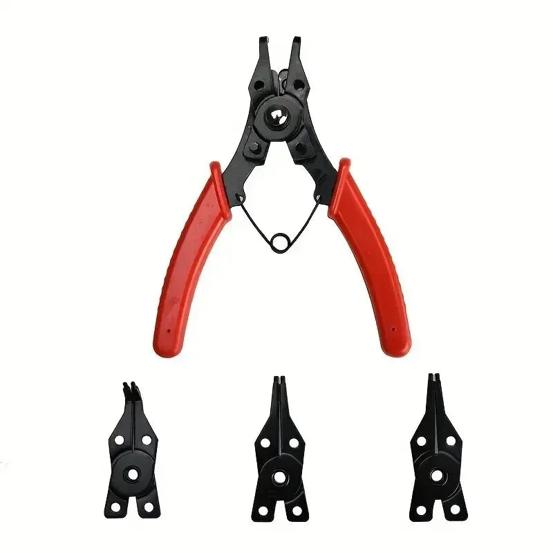 Multifunctional 4 In 1 Circlip Pliers Set Snap Ring Pliers Multi Crimp Removable Plier Head Retaining Circlip Pliers Hand Tools