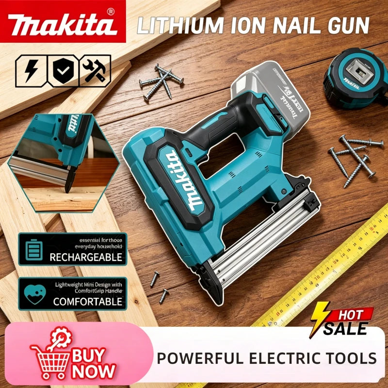 Nail Gun 6.0Ah Battery Tool, Makita 18V Lithium-Ion 100-Nail Capacity,Cordless, Ideal for Flooring, Shelving & DIY Wood Projects