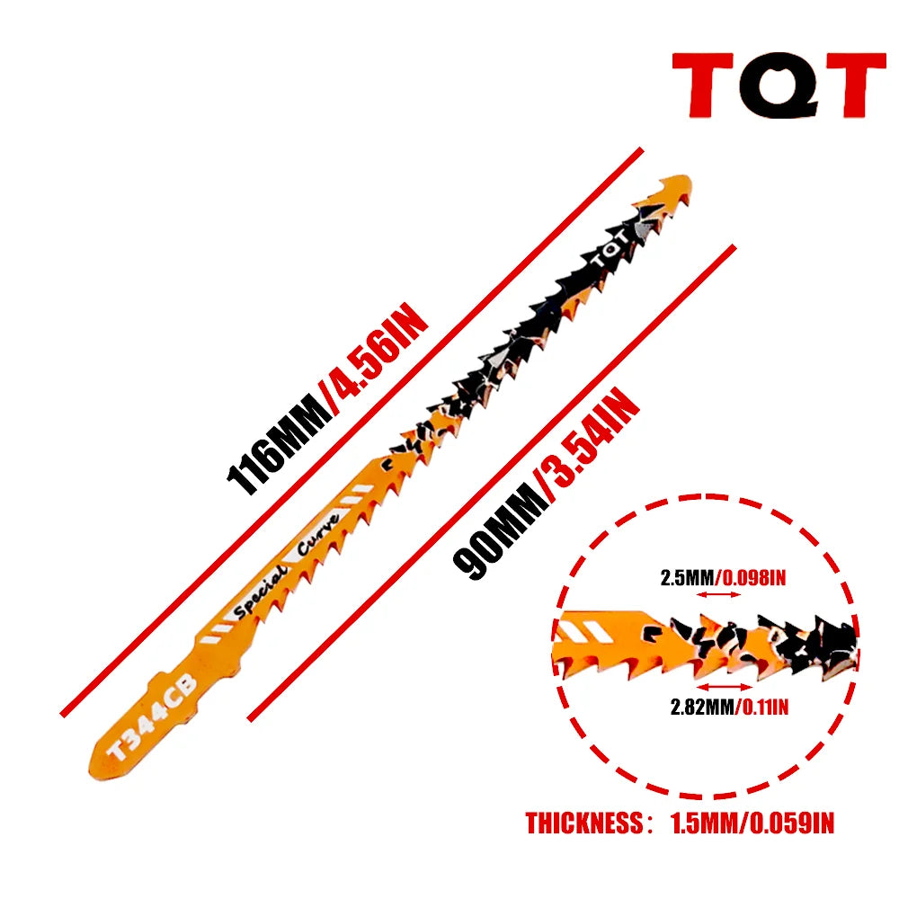 Double-Sided Jigsaw Blades 10/9Tpi T344Cb for Efficient Curved Cutting, Wood & Plastic Saber Saw Blades Set for DIY & Carpenters