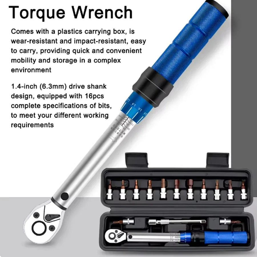 1/4inch Ratchet Torque Wrench 2-24N.m Torque Adjustable High Precise Quick-release Preset Repairing Tool