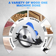 DayPlus Circular Saw 1500W 5000RPM Electric Power Circular Saw with Laser Guide, 0 to 45° Bevel Angle, 180mm Saw Blade