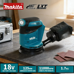 Orbital Sander Makita 18V DBO180Z - Low Vibration Efficient Furniture Polishing Woodworking Renovation Brushless Cordless Sander