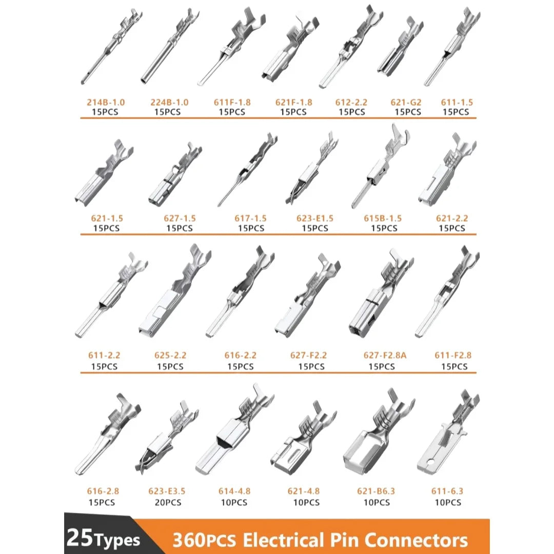 660pcs Car Electrical Wire Terminal Connectors Kit for Automotive Motorcycle, with Crimping Tool, Non-Insulated Plug Removal