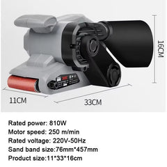 Electric Belt Sander Woodworking Tool Variable Speed Power Sander Copper Motor Grinder Carpenter Polishing Grinding Machine