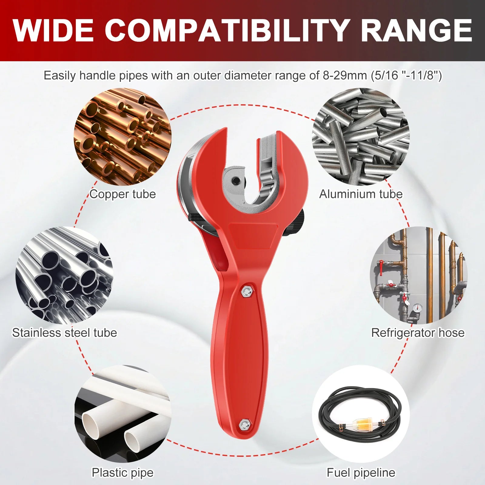 Ratcheting Pipe Cutter Tool Ratchet Type Tube Pipe Cutter Fast Tube Cutting Tool for Cutting 5/16 to 1 1/8 Inches PVC Stainless