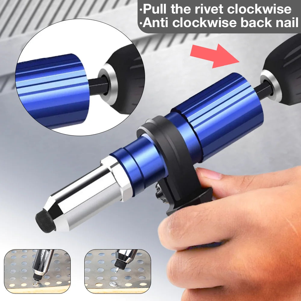 Electric Rivet Gun 2.4mm-4.8mm Portable Rivet Nut Gun Drill Adapter Home Plug-in Riveting Tool Wireless Rivet Nail Bit Tools Kit