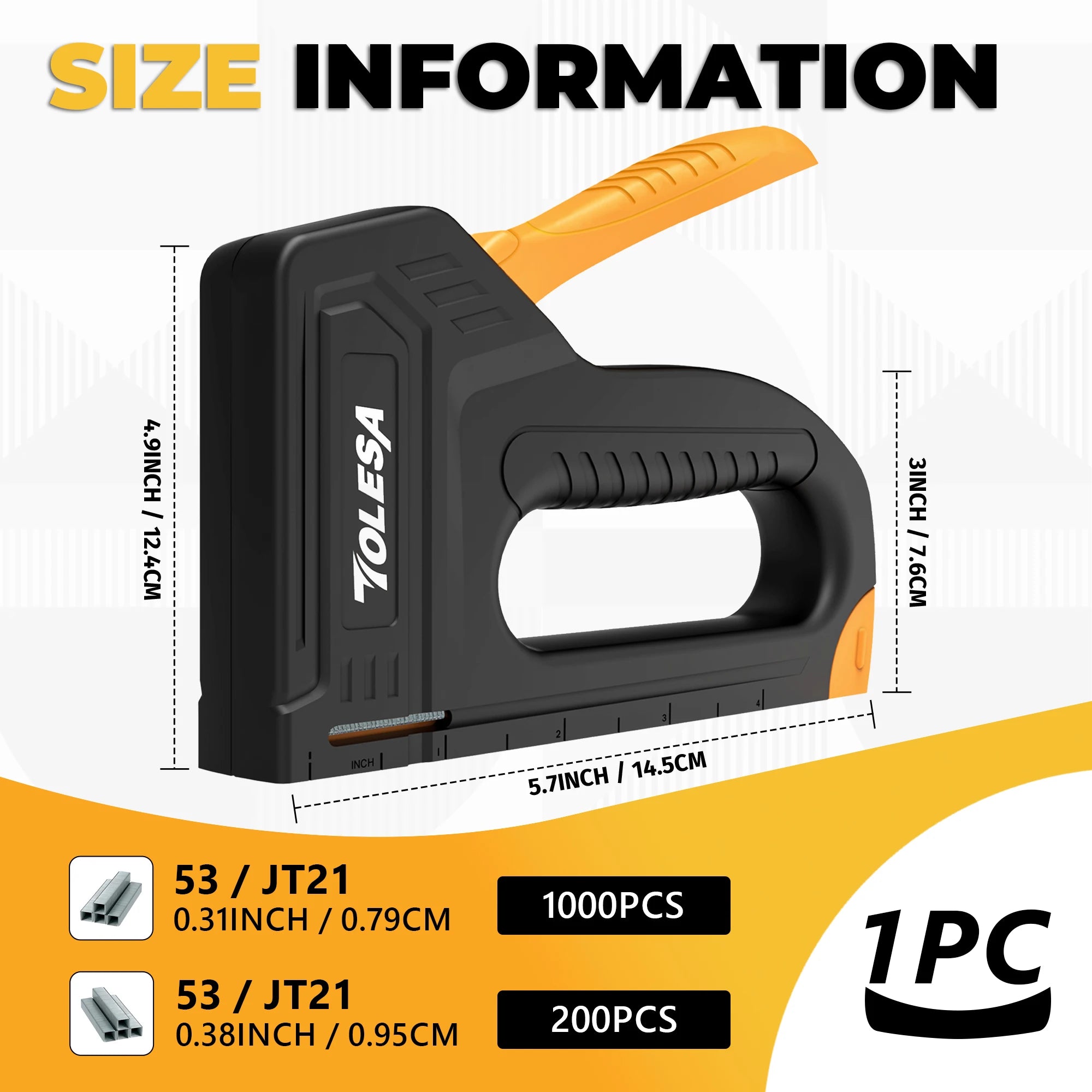TOLESA Light Duty Staple Gun for Wood Upholstery Staple Gun with 1200PCS Staples Fabric Stapler Gun for Crafts DIY Decoration