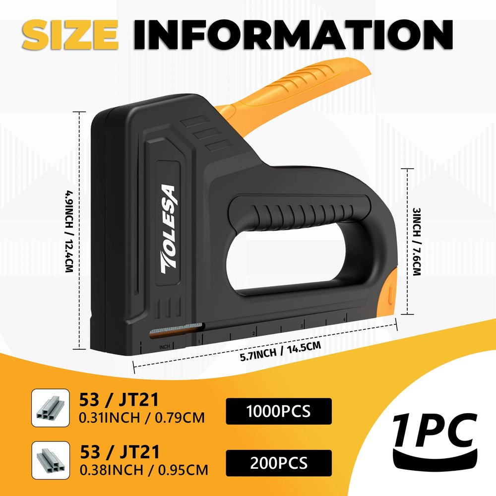TOLESA Light Duty Staple Gun for Wood Upholstery Staple Gun with 1200PCS Staples Fabric Stapler Gun for Crafts DIY Decoration
