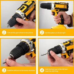Cordless Power Drill 21V Handheld Lithium Battery Charging Electric Portable Multi-Function Impact lithium Drill