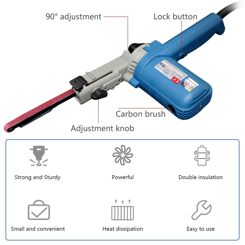 220V 500W Belt Sander Belt Grinder Angle Grinding Machine with 9x533mm Sanding Belts for Wood Metal DIY Polishing Machine