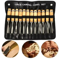 12PCS Wood Carving Hand Chisel Woodworking Lathe Gouges Tools Woodcarving Tools Set Carved Chisel Carving Knife Set