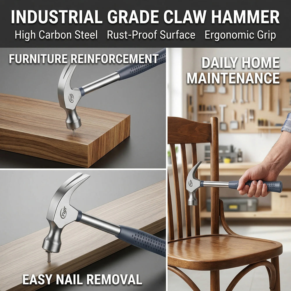 Multifunctional Claw Hammer Ergonomic Handle Heavy Duty Striking Tool for Home Repair Construction & DIY