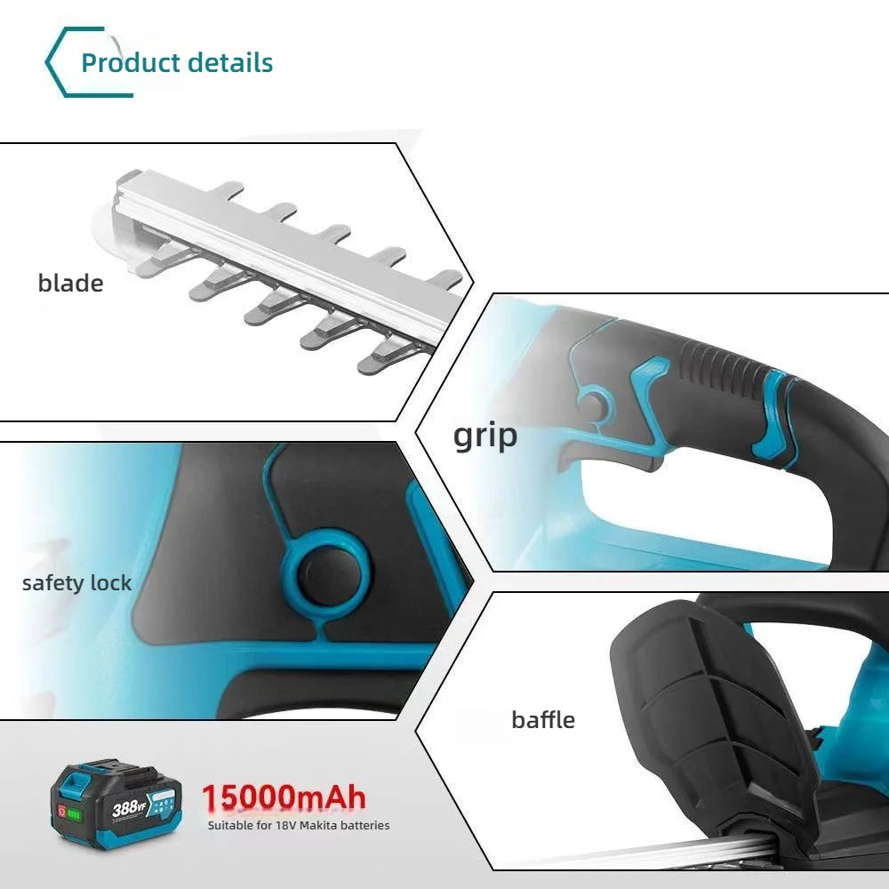 Electric Hedge Trimmer Handheld Rechargeable Garden Trimmer Tea Tree Pruning Saw Lawn Mower