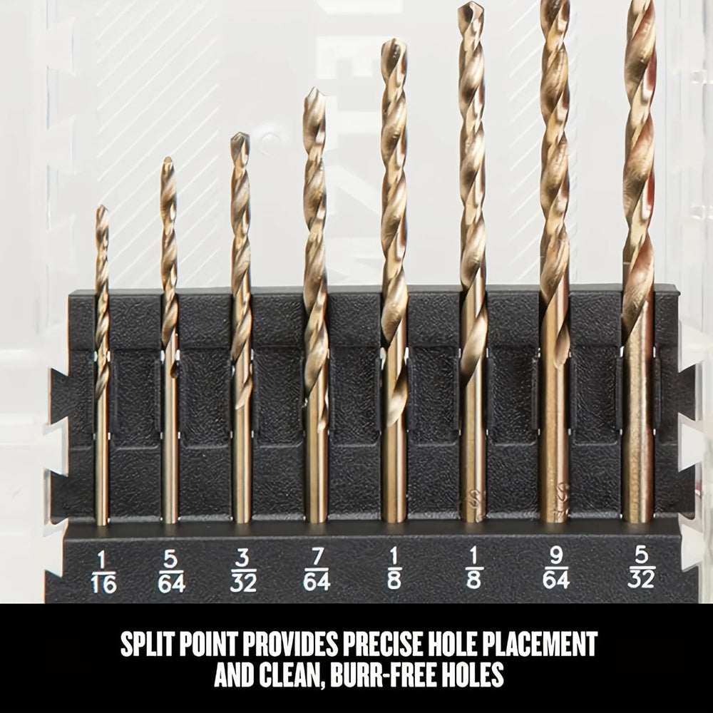 Drill Bit Set, 14-Piece, 135 Degree Split Point, For Plastic, Wood and Metal