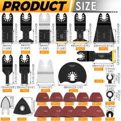 128PCS Oscillating Tool Blade with Scraper Sandpaper Sanding Disc and Adapter Oscillating Tool Accessories for Cutting and