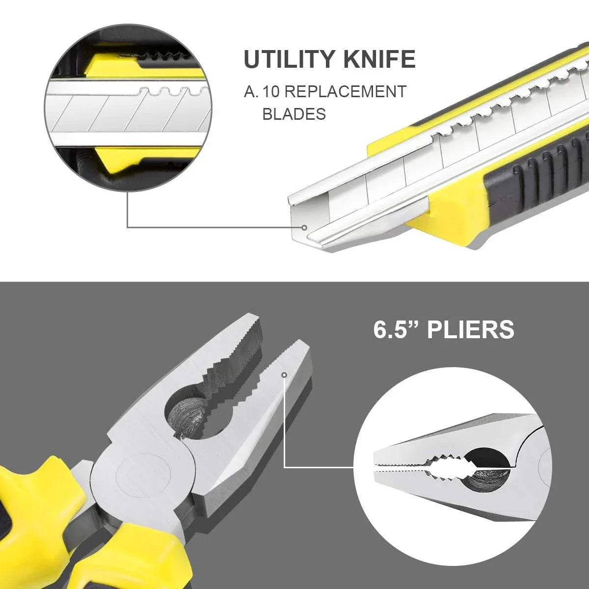 8/9/12/13pcs Household Hand Tool Set, Home Repair Tool Box with Screwdrivers, Hammer, Scissors