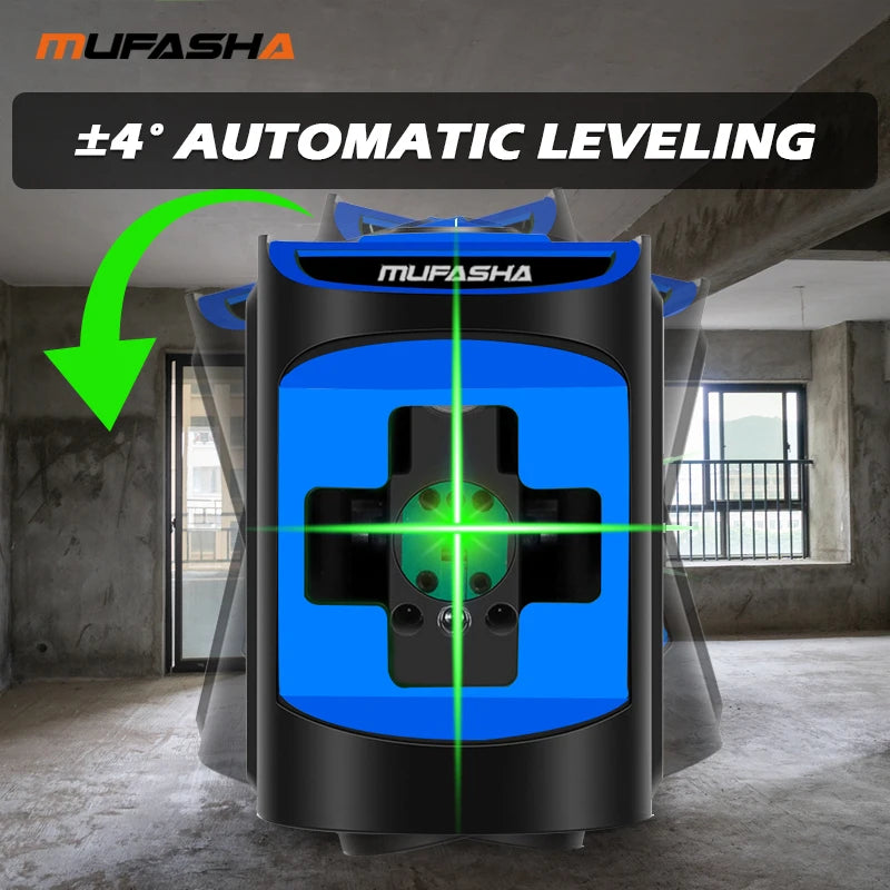 Laser level 2-line Green Laser, Self-leveling, can be operated with one hand, ideal for indoor DIY renovation