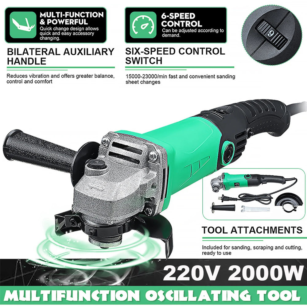 2000W 11000RPM Electric Angle Grinder 6 Speed Machine Cutting Grinding Metal Stone Power Tool Woodworking Carpentry Keuhz