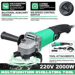 2000W 11000RPM Electric Angle Grinder 6 Speed Machine Cutting Grinding Metal Stone Power Tool Woodworking Carpentry Keuhz
