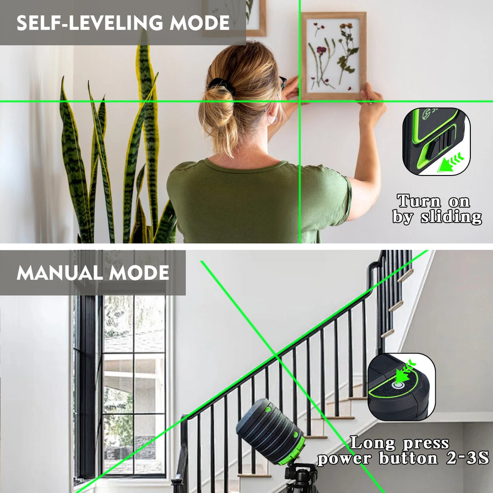 Self-leveling Mode Pendulum Locked Precision 2mm/5m Level Laser Vertical & Horizontal Laser Green 2 Line Laser Level
