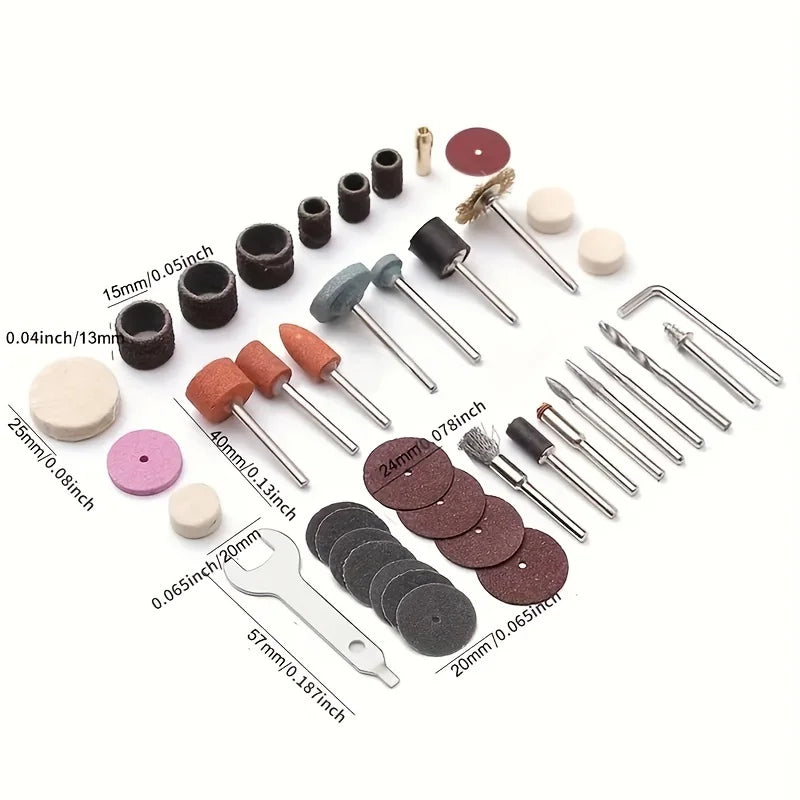 Rotary Tool Accessory Set for Power Drills, Compatible with Dremel, Includes Grinding, Polishing, Mini Saw Blades, and