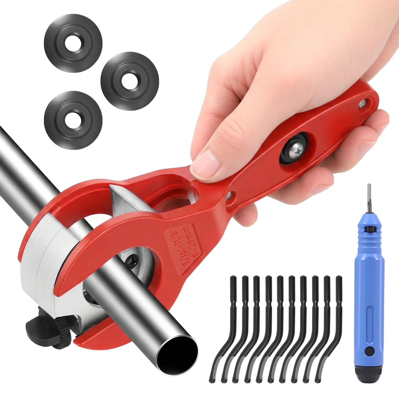 Ratcheting Pipe Cutter Tool Ratchet Type Tube Pipe Cutter Fast Tube Cutting Tool for Cutting 5/16 to 1 1/8 Inches PVC Stainless