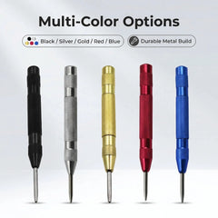 Professional Spring-Loaded Center Punch Tool | 5-inch Automatic Center Punch for Metal, Wood, and Plastic