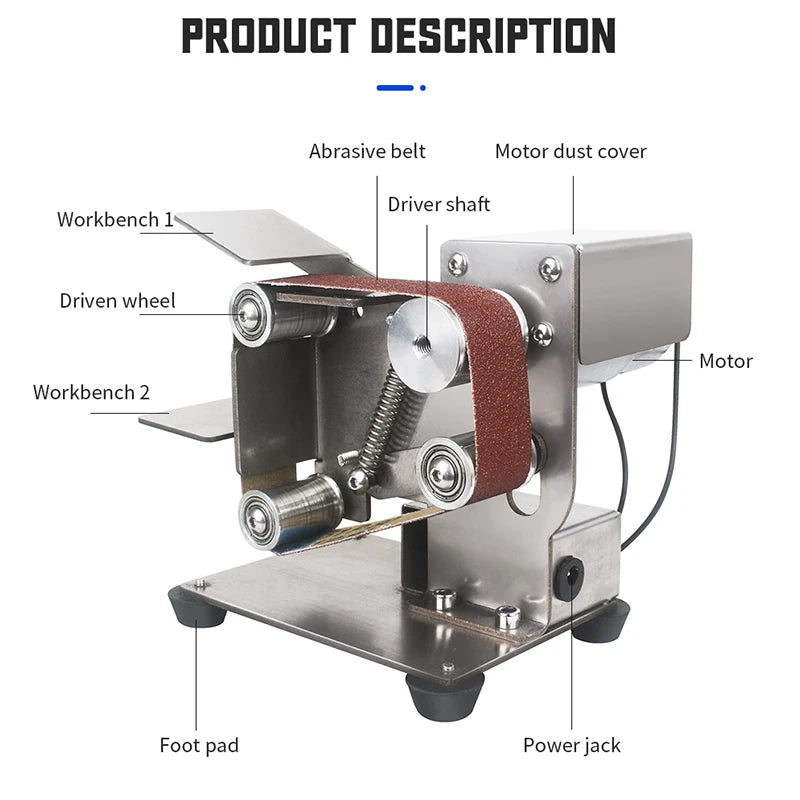Belt Grinder DIY Electric Sander Polisher Mini Muiti-function Machine Grinding Belt Sander Machine Edges Sharpener Machine