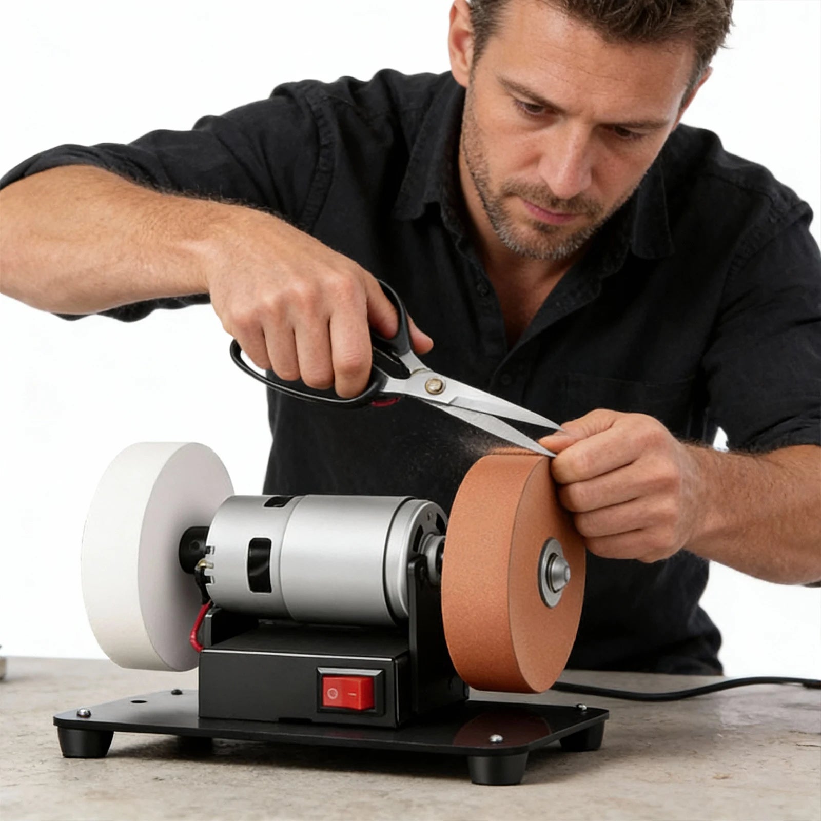 Mini Bench Grinder with 2 Wheels Electric  Sharpener Grinder 7 Adjustable Speed for Metal/Wood/ Making/Jewelry Buffing