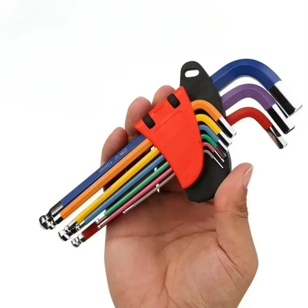 Allen Key Set L Wrench Kit For Allen Screw 9PCS Long Arm Hex Key Set 1.5mm To 10mm Hexagon Spanner Hand Tools For Bicycle Repair