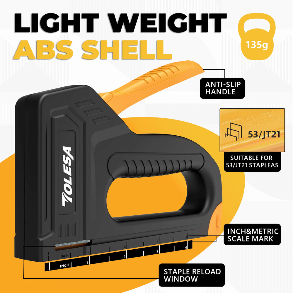 TOLESA Light Duty Staple Gun for Wood Upholstery Staple Gun with 1200PCS Staples Fabric Stapler Gun for Crafts DIY Decoration
