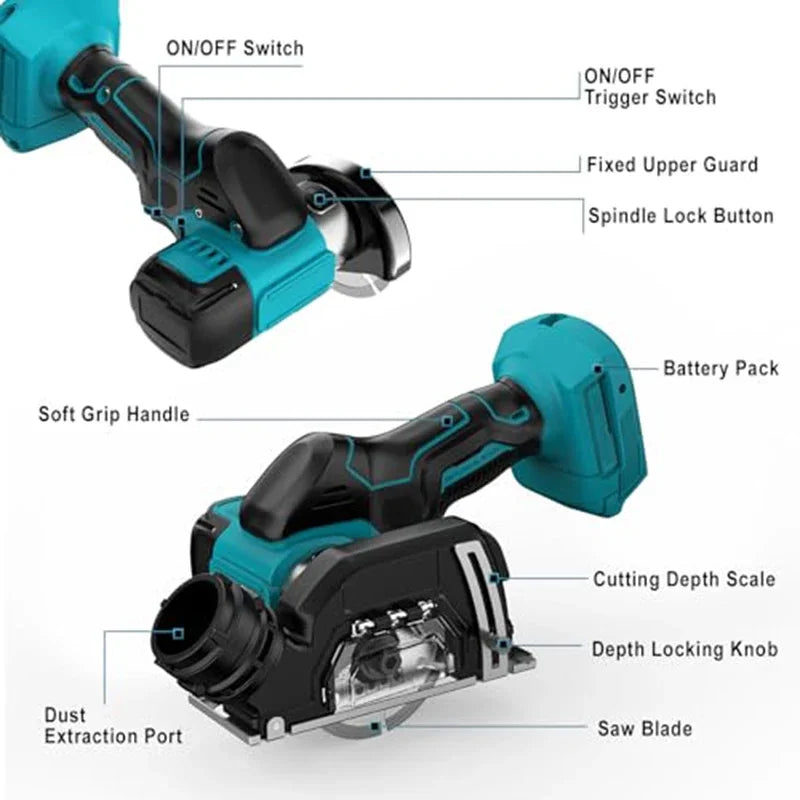 Makita Cordless Electric Angle Grinder 19500RPM 3 Inch Cut Off Tool Tile Cutter for Wood Tile Plastic Tool