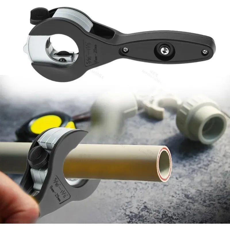 Ratchet Pipe Cutter Hand Tool Cuts Copper Aluminum Iron Stainless Steel PPR PE Pipes for Plumbing Repair and DIY Projects