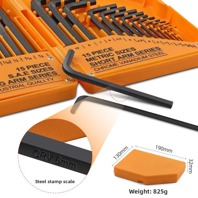30 Piece Hex Key Set with Ball End Wrenches Metric and Imperial Allen Keys and Internal Hex Drivers for Mechanical Repair