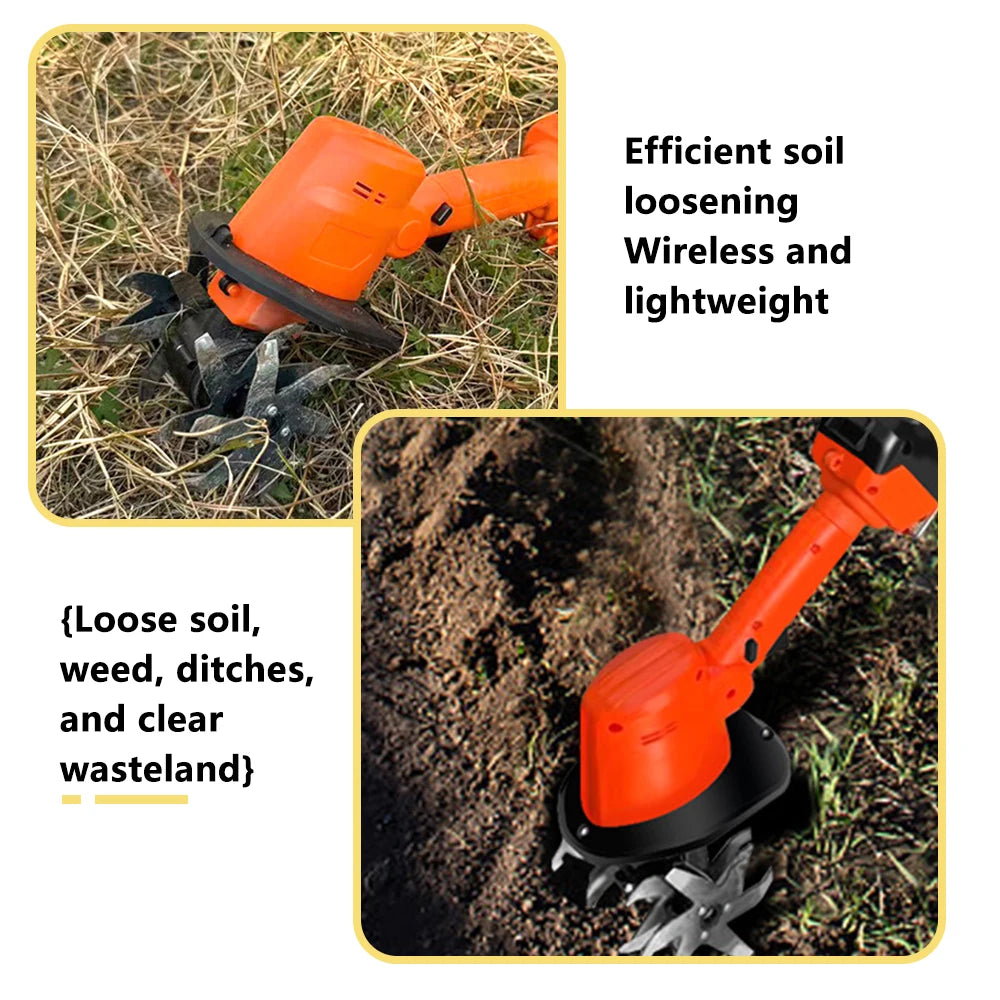 Cordless Electric Garden Tiller Cultivator Portable Rotavator