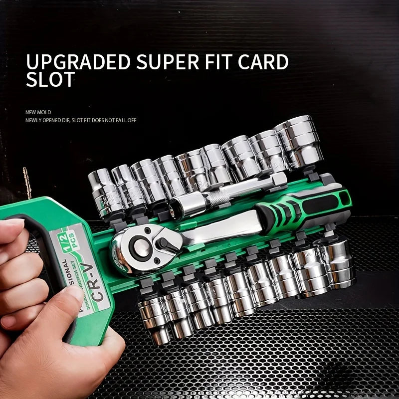 21pcs 1/4 3/8 1/2 Inch Ratchet Socket Wrench Set, Drive Socket Set, Upgrade Your Car & Motorcycle Repairing