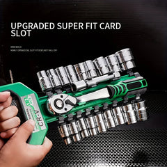 21pcs 1/4 3/8 1/2 Inch Ratchet Socket Wrench Set, Drive Socket Set, Upgrade Your Car & Motorcycle Repairing
