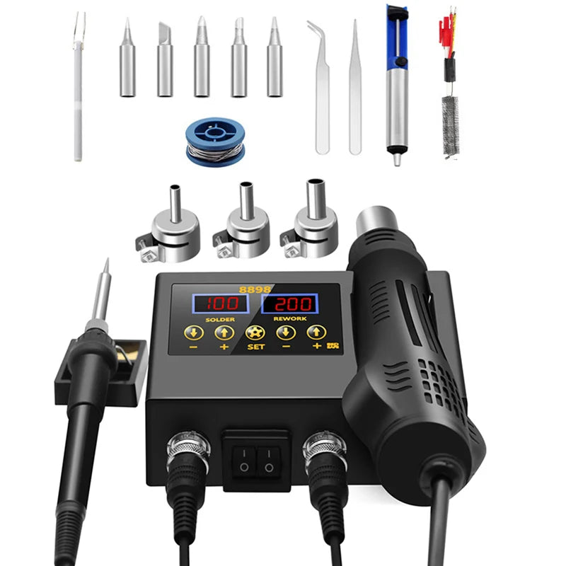 8898 Soldering Station Portable Digital Hot Air Gun  Rework Solder Station Hot Air Blower Heat Gun Desoldering VS 8586D 8586