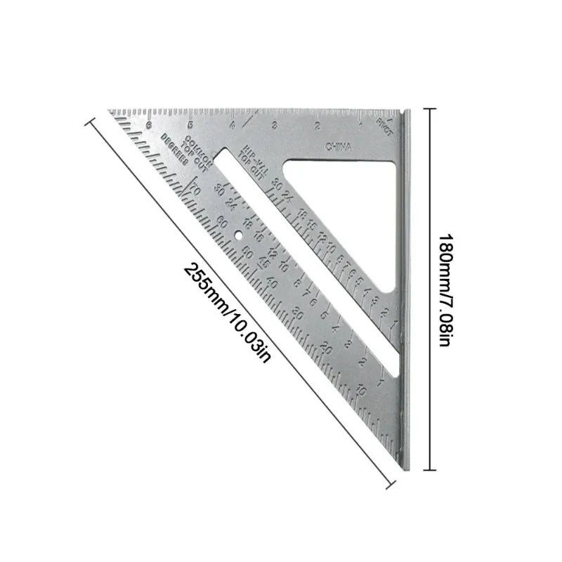 7" Aluminum Triangle Ruler Carpenter Speed Square for Angle Layout Marking Cutting Guide Woodworking Tool
