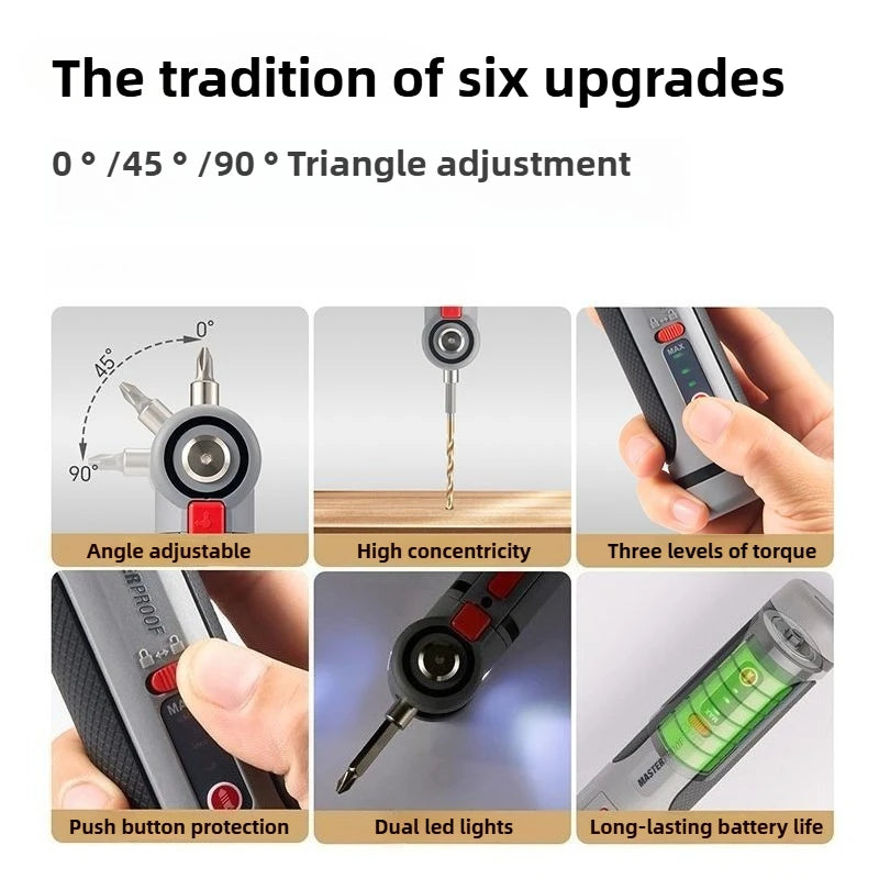Masterproof 4V Mini Electrical Screwdriver Set Smart Scalable Cordless Electric Screw Driver Suit USB Rechargeable Drill Tools