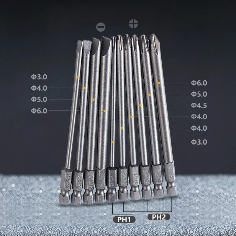 Screwdriver Set Strong Magnetic Batch Head Steel Slotted Phillips Screw Driver Bits Car Repair Utility Electric Tool Accessories