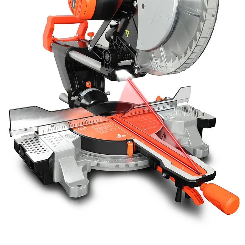 HASPOWER 12inch 305mm Sliding Wood Miter Saw Single Bevel With Laser LED Light Electric Power Tool Cutting Machine