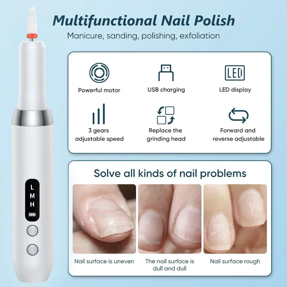 Electric Nail Drill Machine – Professional Manicure/Pedicure Tool for Filing, Buffing, Cuticle Care & Polish Removal