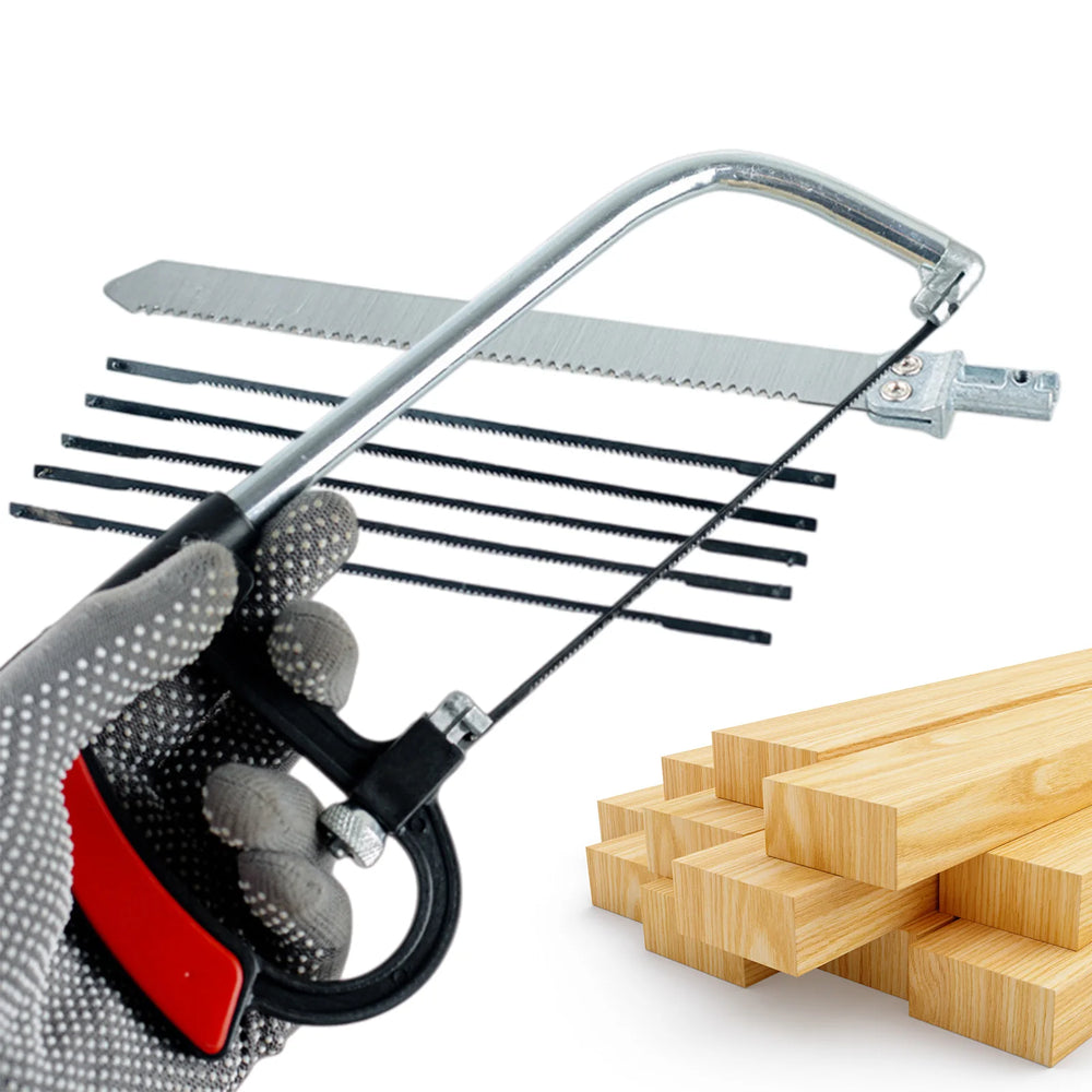 8 in 1 Hacksaw Frame Set with 6 Blades Steel Saw Easy To Use Heavy Duty Handsaws for Metal Woodworking Glass Rubber PVC Pipes