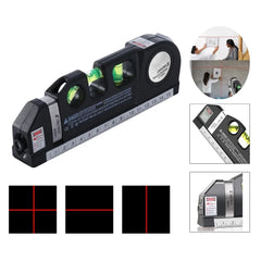 Laser Level Tool Multipurpose Cross Line Laser Kit with 8 Feet Measuring Tape Ruler Easy to Use for Home Construction