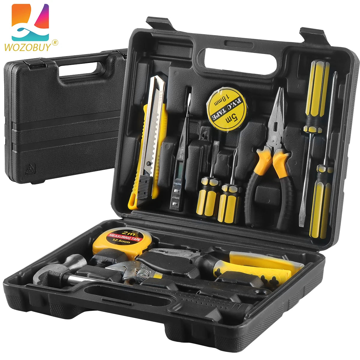 8/9/12/13pcs Household Hand Tool Set, Home Repair Tool Box with Screwdrivers, Hammer, Scissors